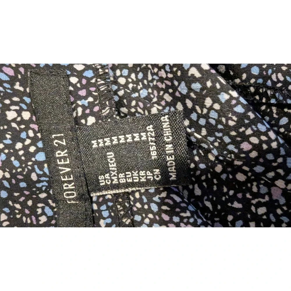 Forever 21 Mini Skirt Medium Black Blue Purple Speckled Ruffle Hem Flirty Boho